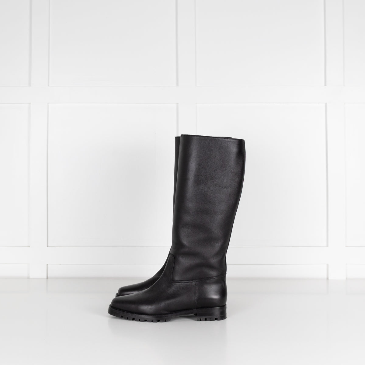 Manolo Blahnik Luchino Leather Knee Flat Boots
