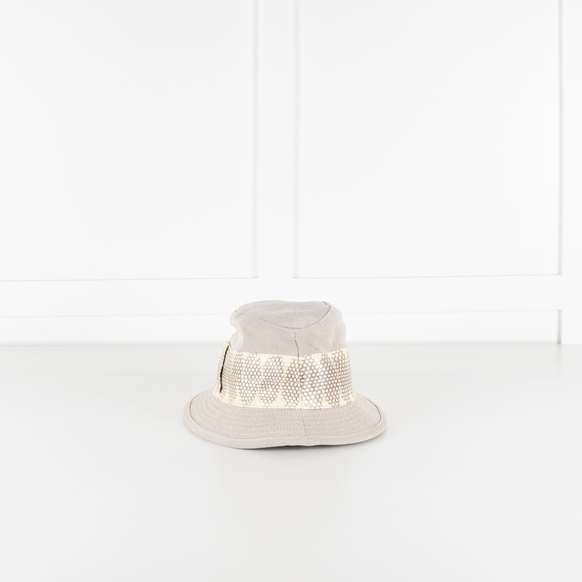 Hermes Stone Grey Snake Trim Hat