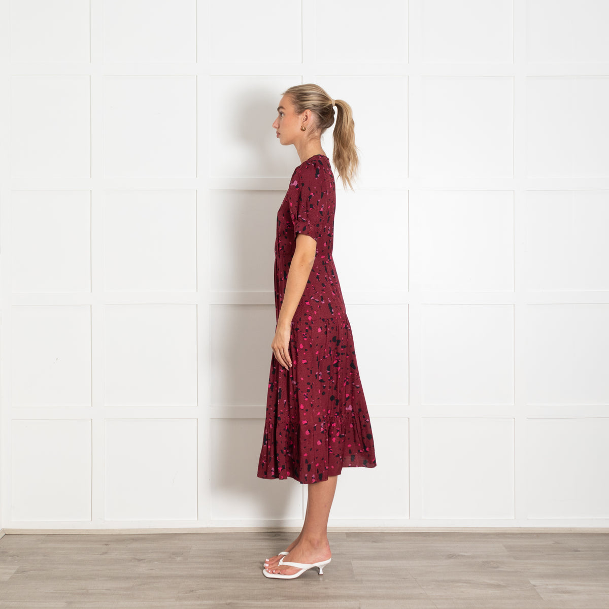Ba&sh Pink Abstract Spot Print Midi Dress