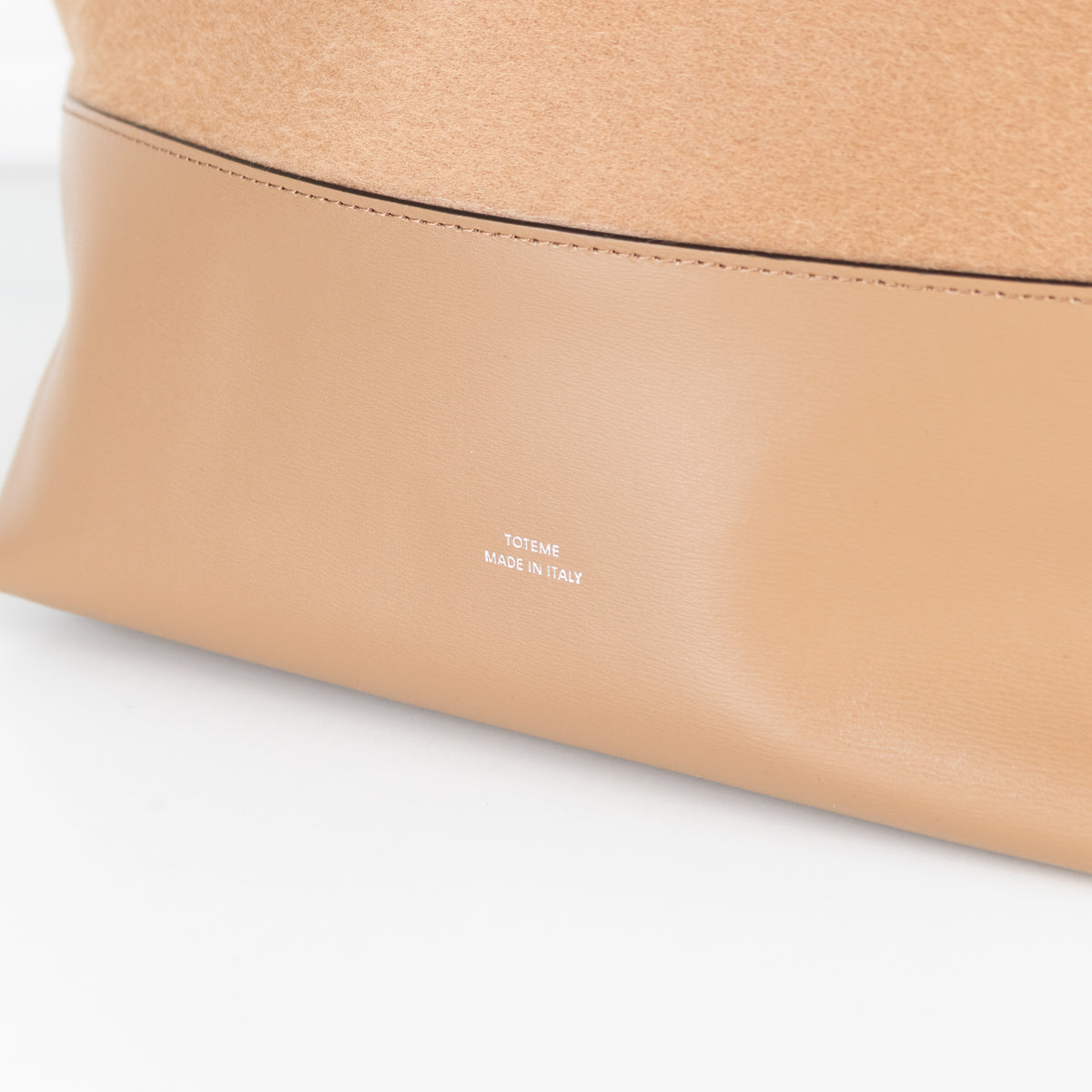 Toteme Camel Wool Felted Leather Trim Belted Tote Bag