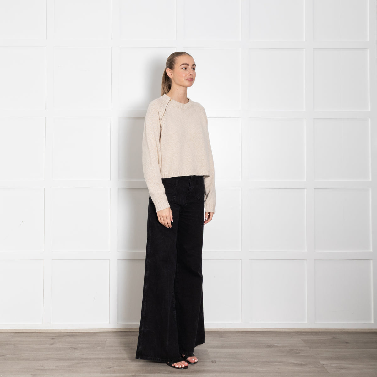 Ba&sh Oatmeal Corvy Zip Shoulder Detail Jumper