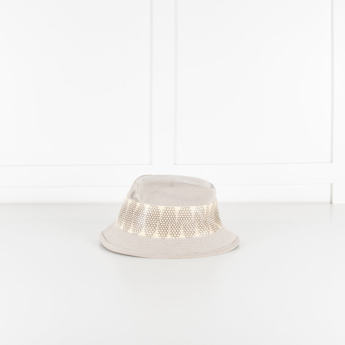 Hermes Stone Grey Snake Trim Hat