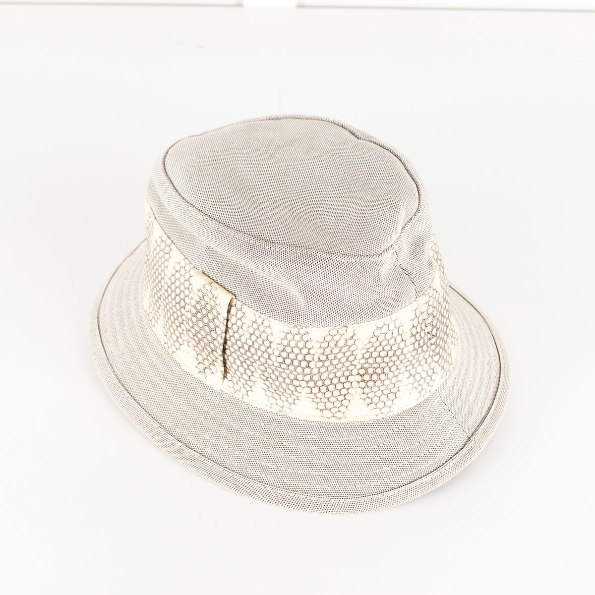 Hermes Stone Grey Snake Trim Hat