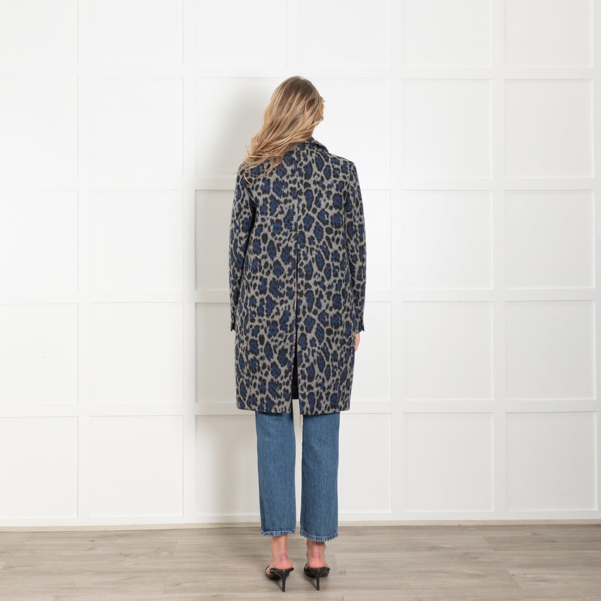 Sacai Grey and Blue Wool Animal Print Jacket