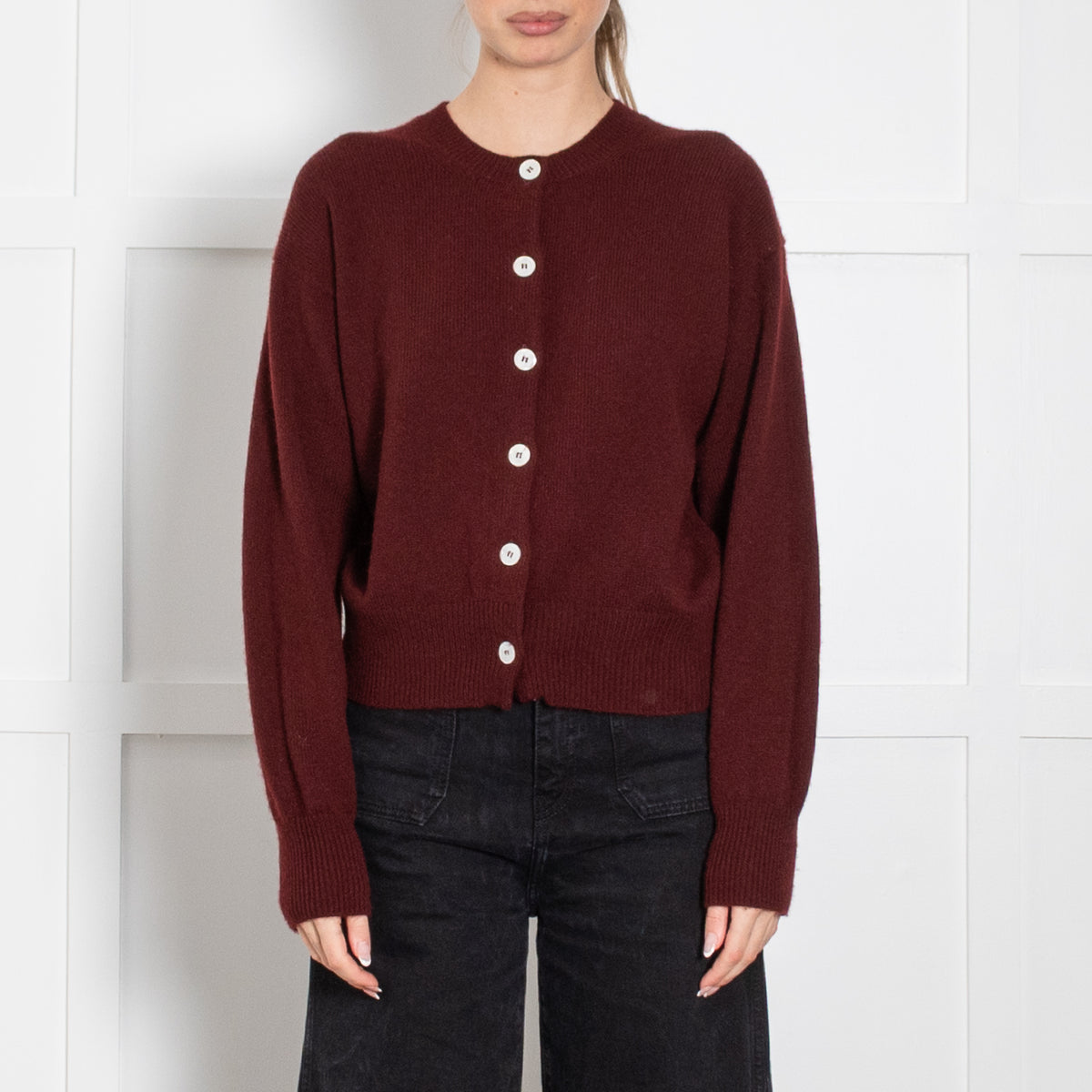 &Daughter Burgundy Lambswool Cardigan