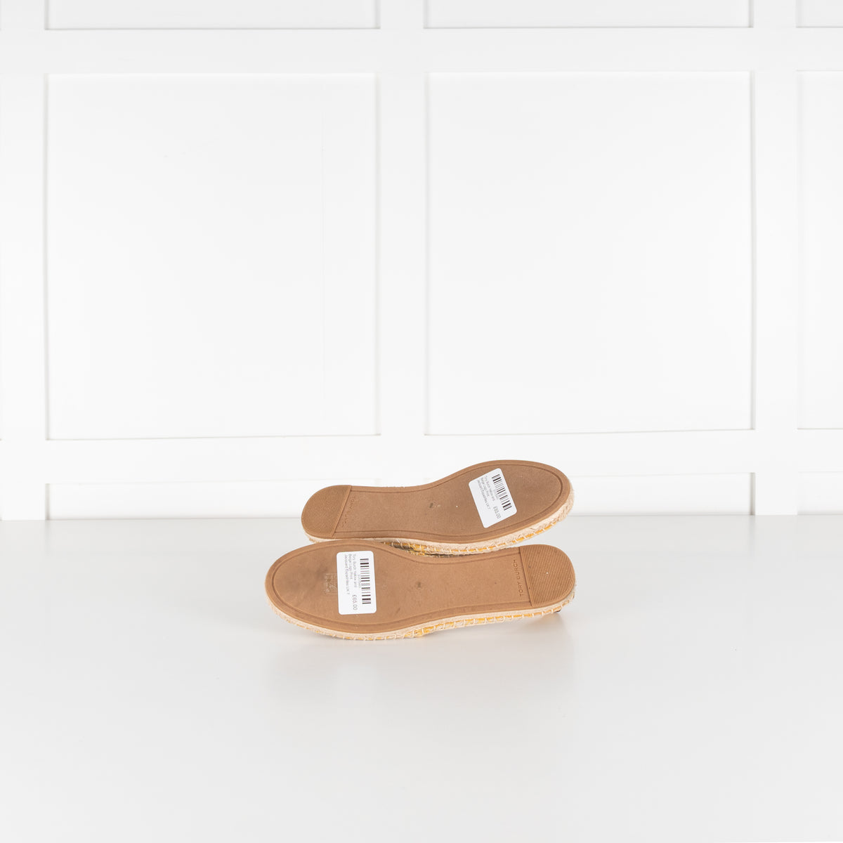 Tory Burch Yellow and Beige Logo Print Jacquard Espadrilles