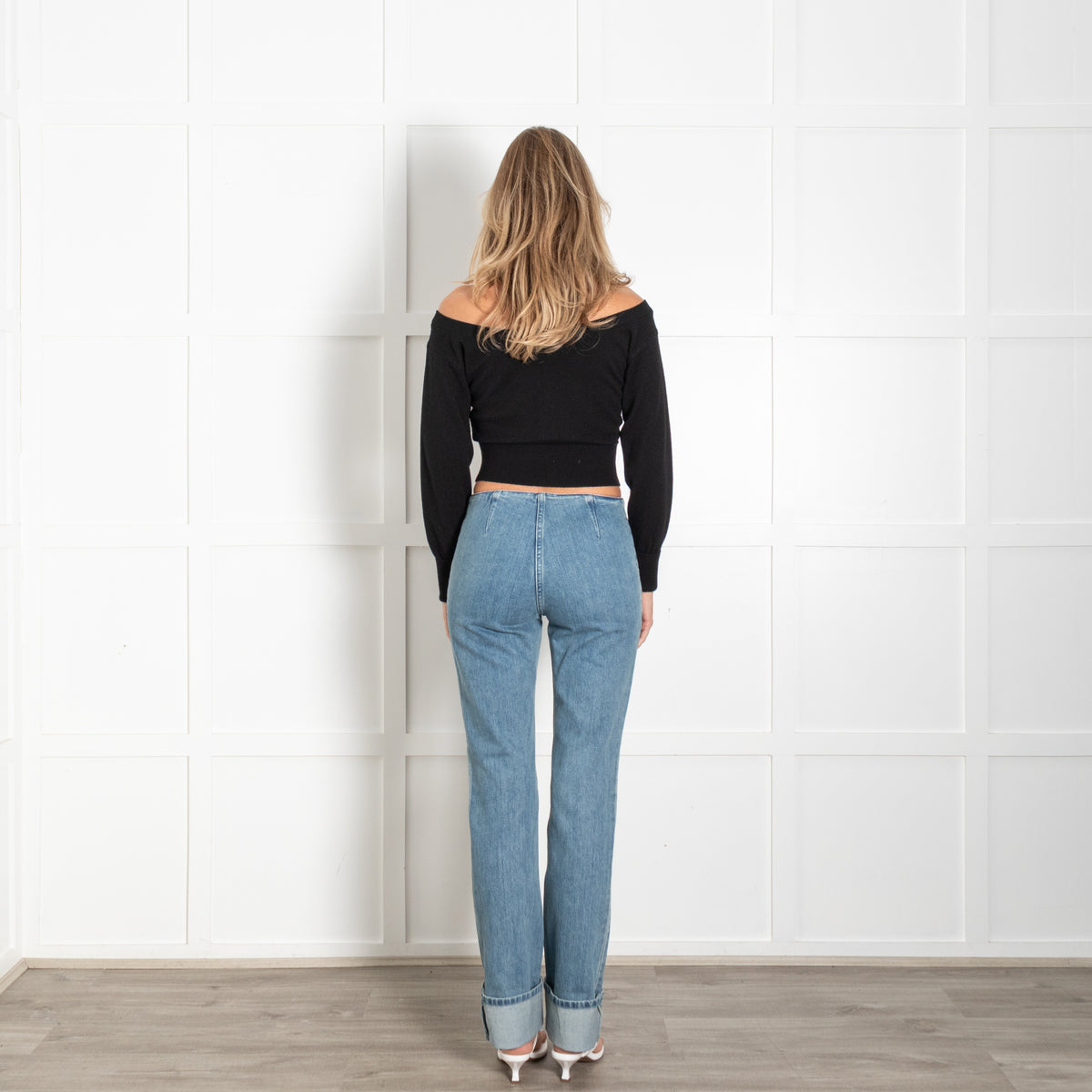 Alexander Wang Black Wool Blend Nude Tule Trim Cropped  Cardigan