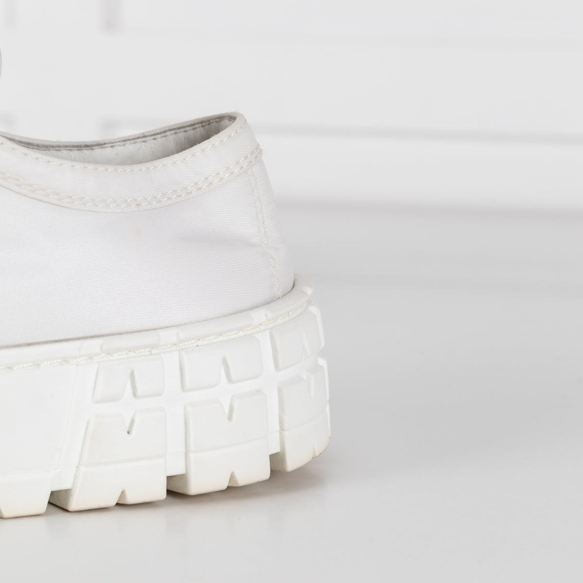 Prada White Nylon Platform Trainers
