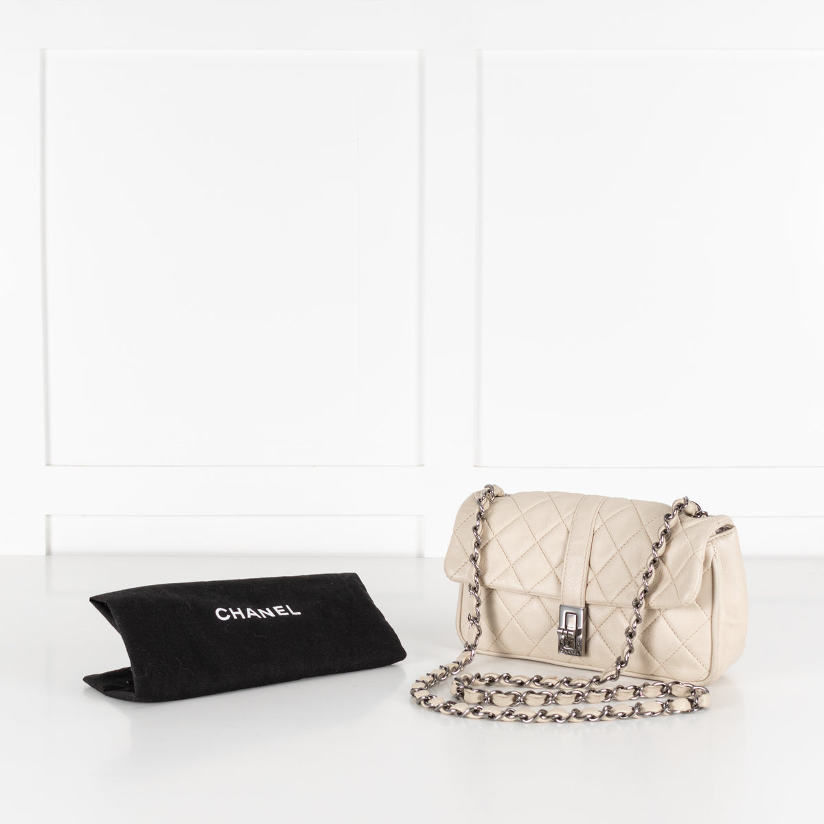 Chanel cream flap bag with original dust bag