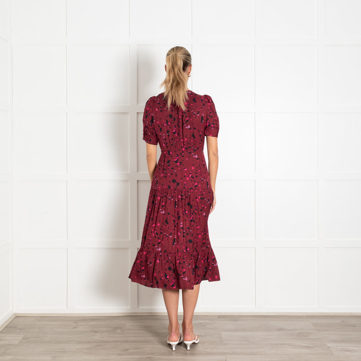 Ba&sh Pink Abstract Spot Print Midi Dress