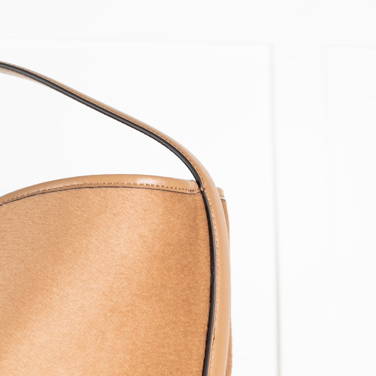 Toteme Camel Wool Felted Leather Trim Belted Tote Bag