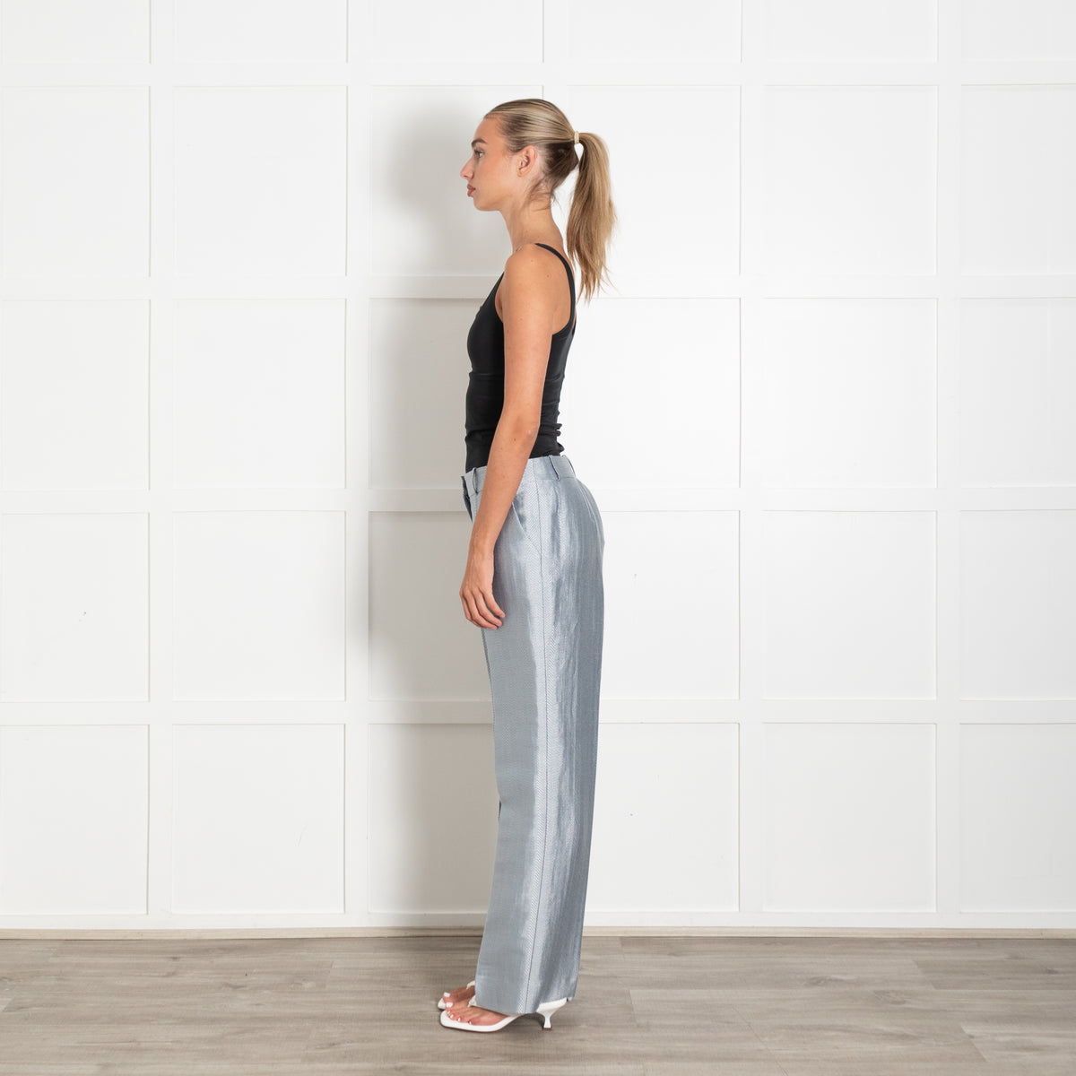 Giorgio Armani Pale Blue Herringbone Trousers Suit