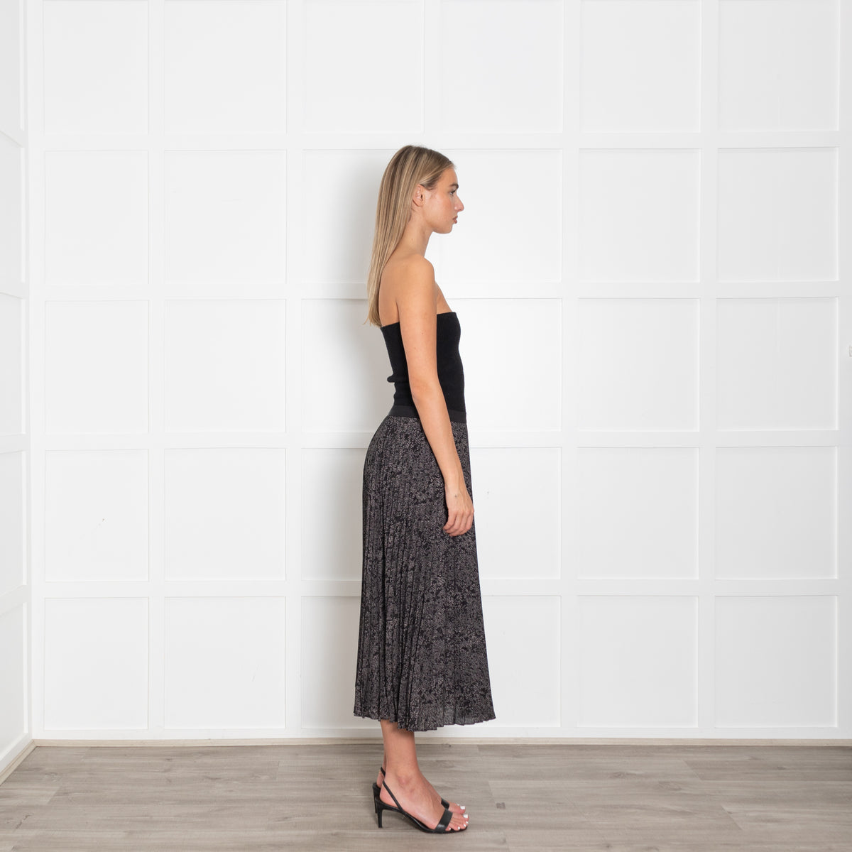 Rails Black Grey Print Pleated Skirt