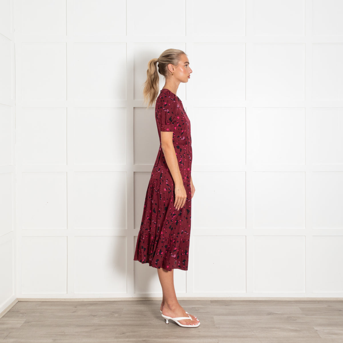Ba&sh Pink Abstract Spot Print Midi Dress