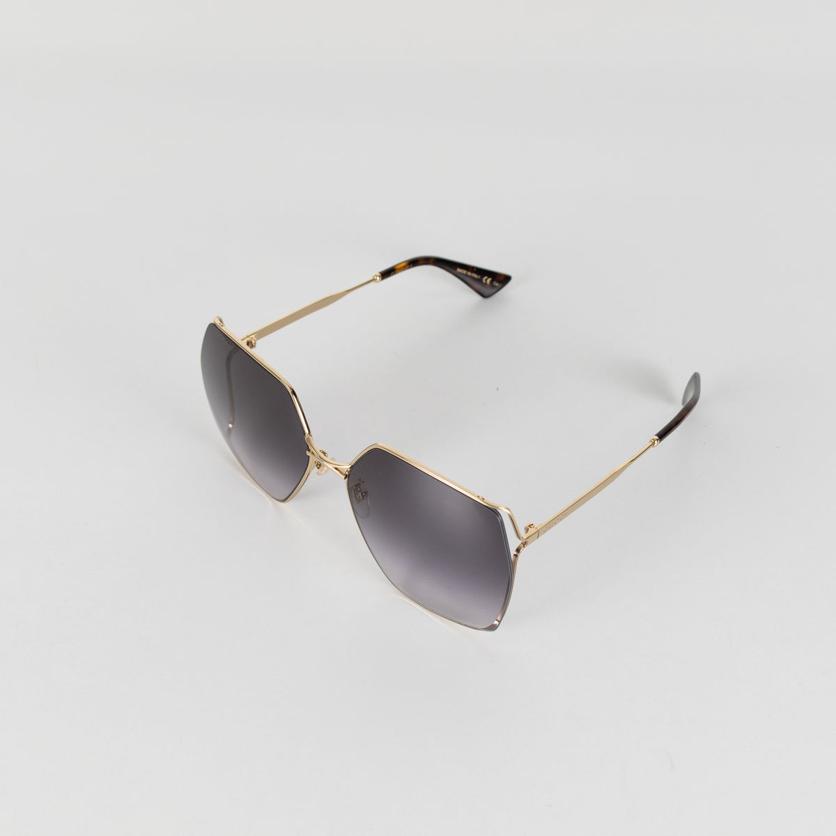Gucci Gold Frame Grey Gradient Lens Sunglasses