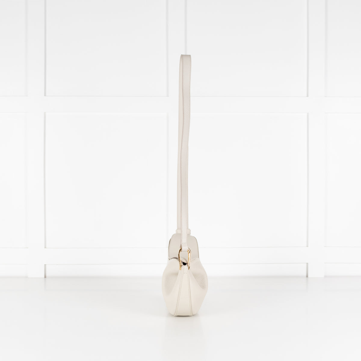 Polene Cream Grainy Leather Tonca Crossbody Bag