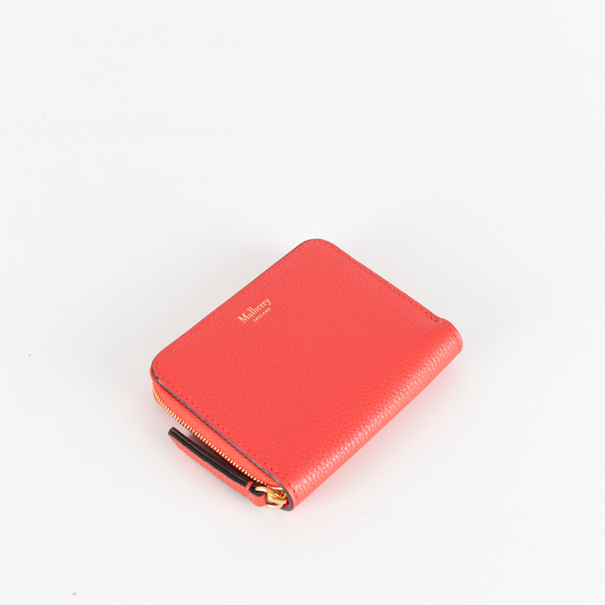 Mulberry Red Grained Leather Zip Around Purse