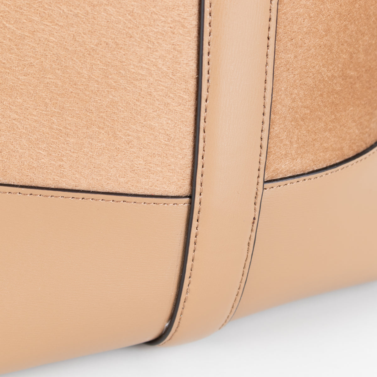 Toteme Camel Wool Felted Leather Trim Belted Tote Bag