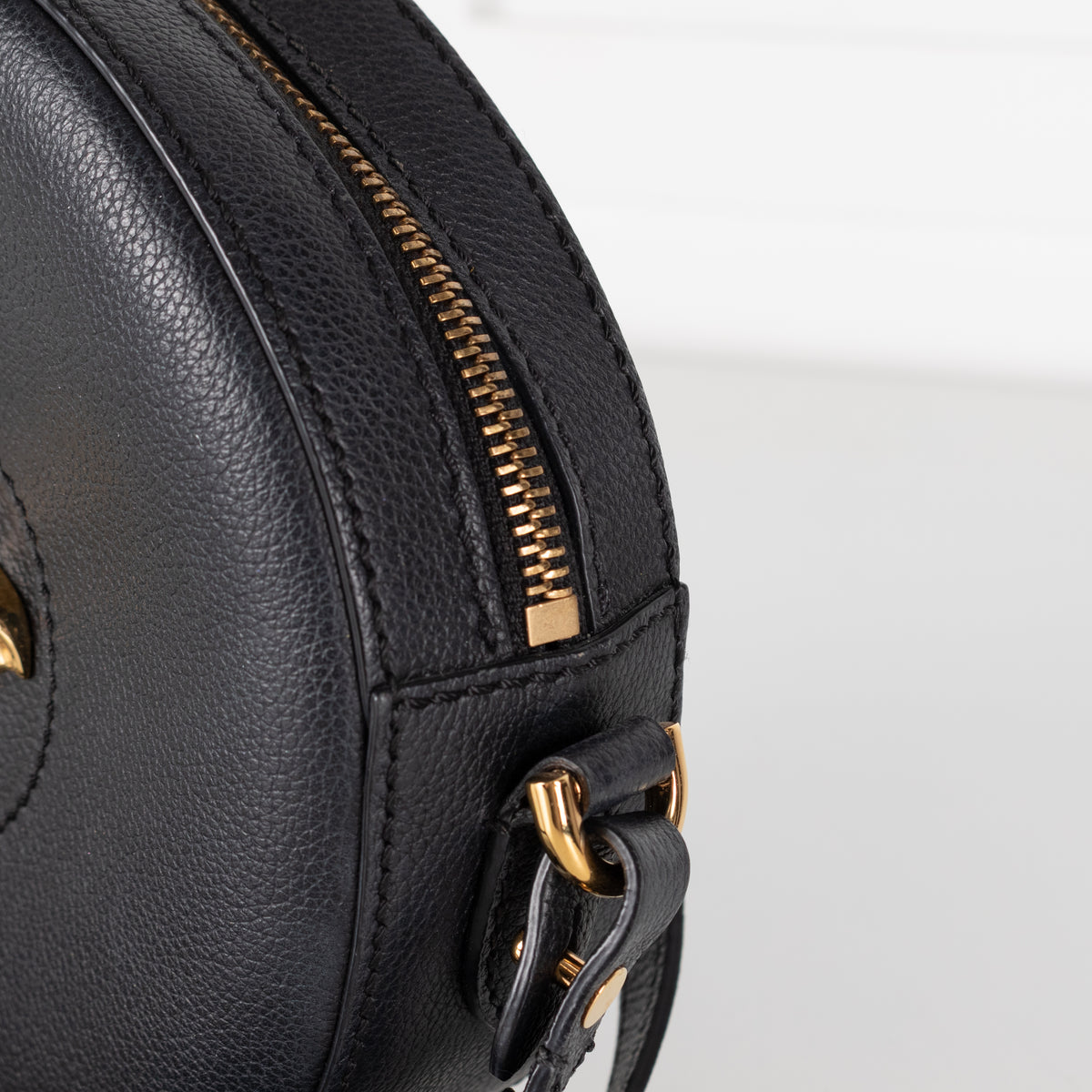 Versace Black Grained La Medusa Round Camera Bag