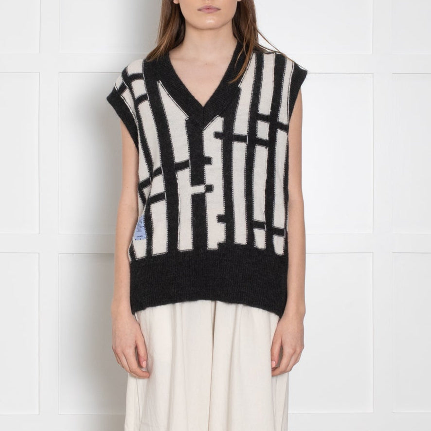 Indust by MCQ Grey and White Knit Vest