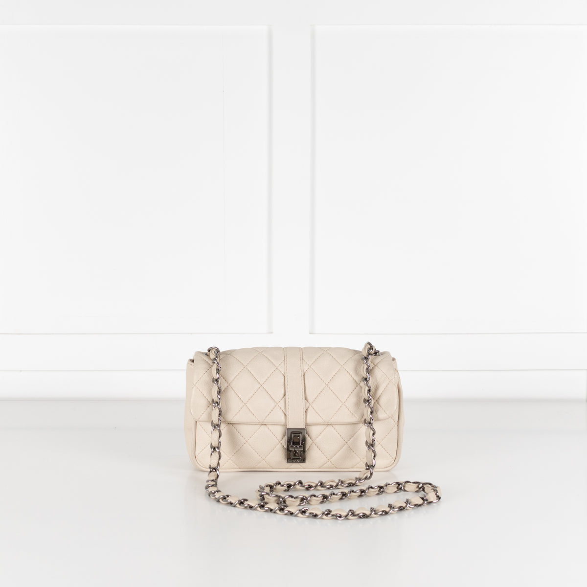 Chanel Cream Caviar Leather Vintage Mademoiselle Flap Bag