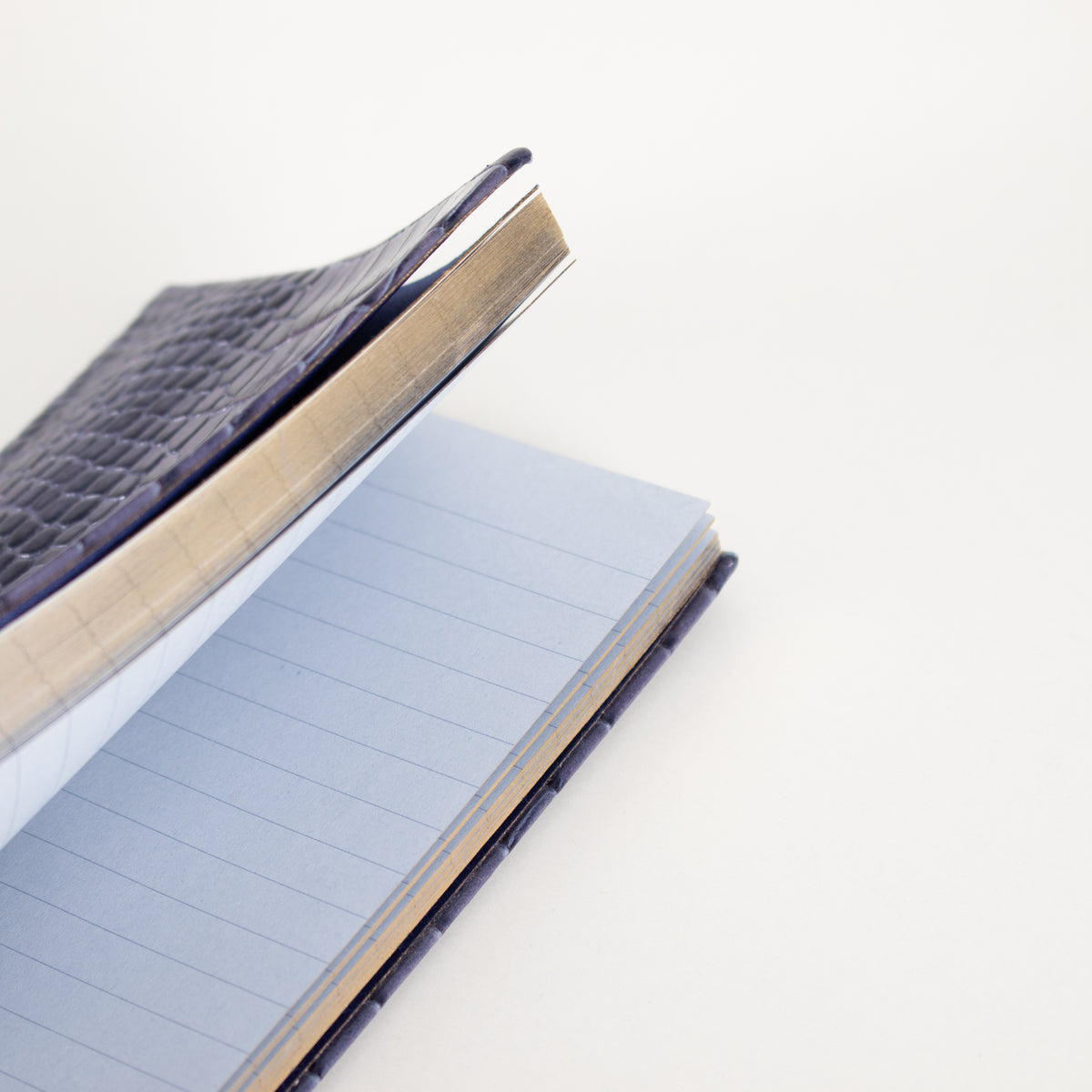 Smythson Blue Panama Leather Notebook With Silk Lining