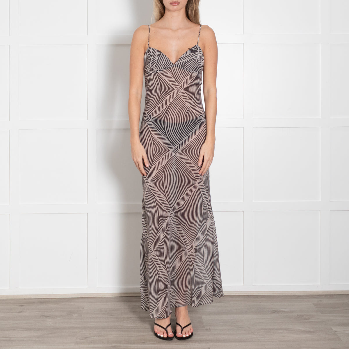 Away That Day Black & Grey Maxi Strappy Dress