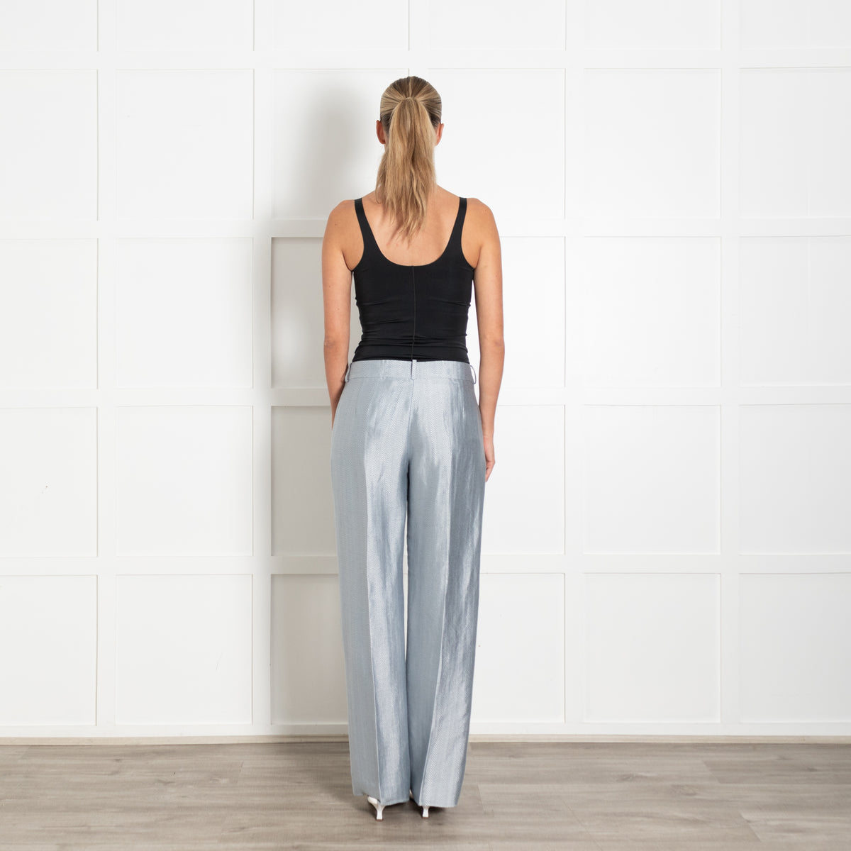 Giorgio Armani Pale Blue Herringbone Trousers Suit