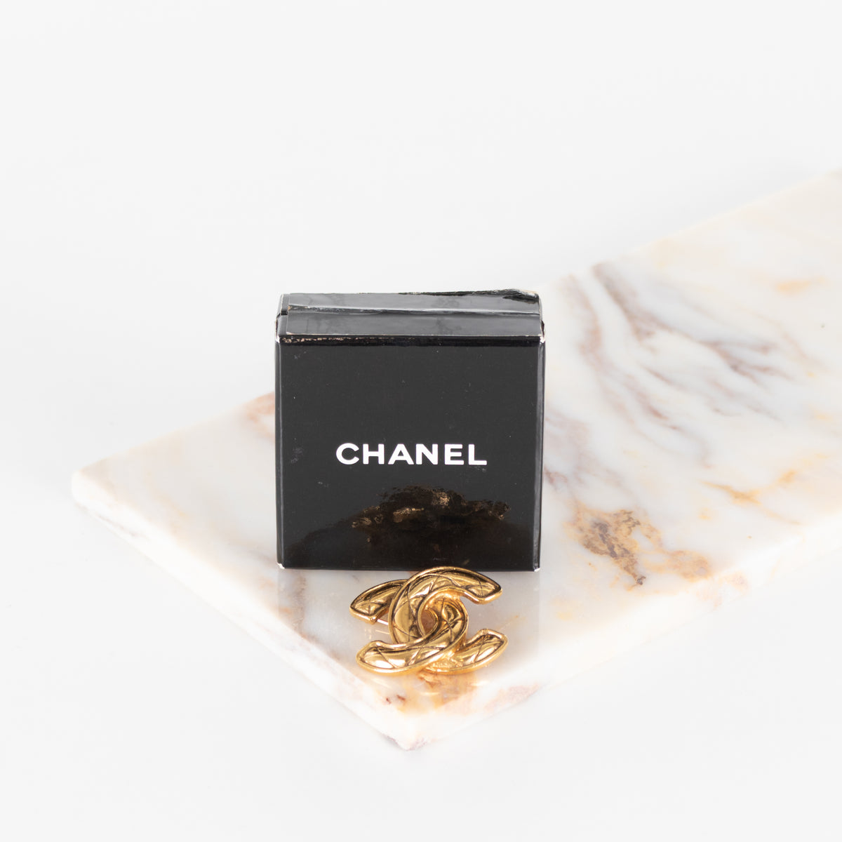 Chanel Gold Quilted CC Brooch
