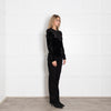 Isabel Marant Black Crushed Velvet Flared Long Sleeve Top