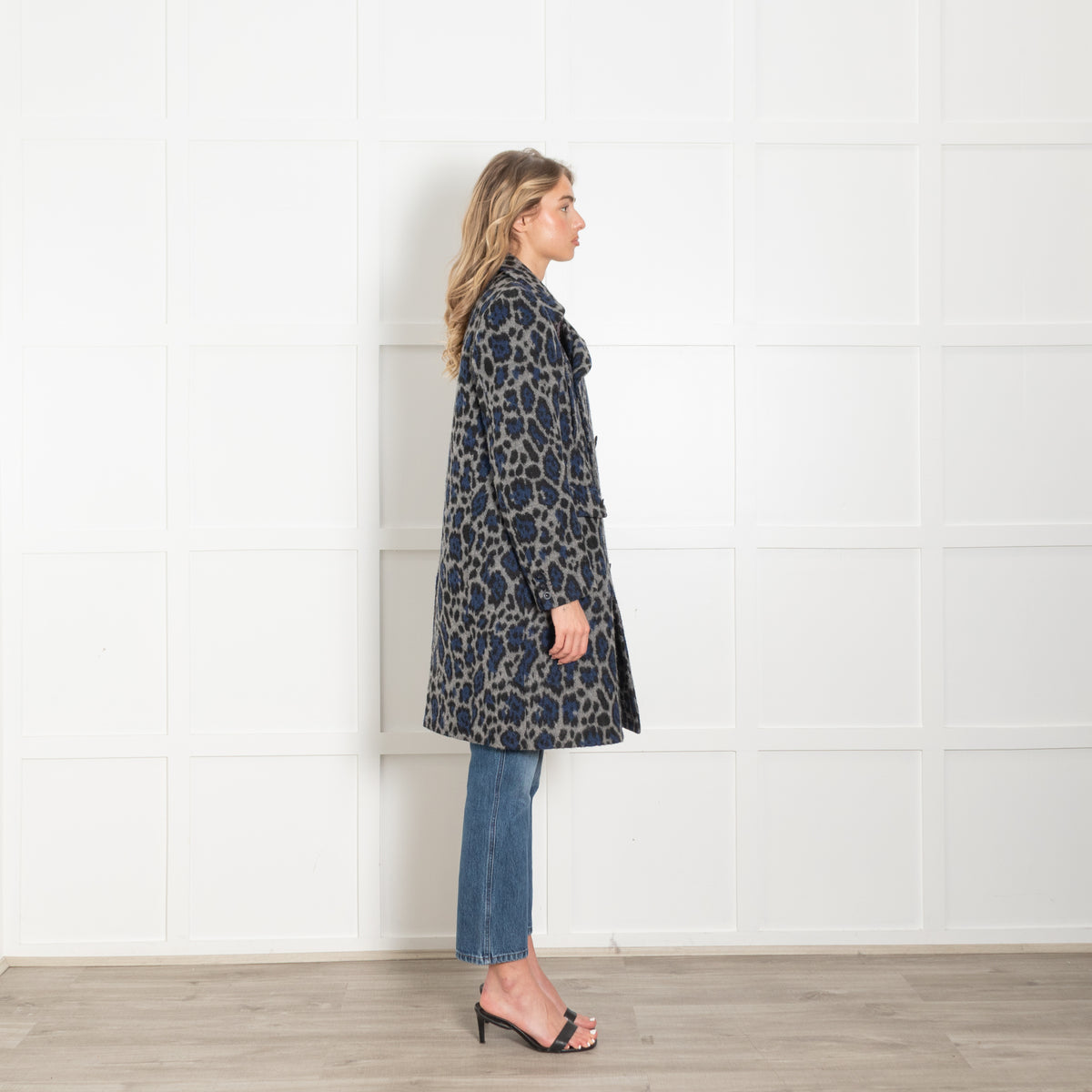 Sacai Grey and Blue Wool Animal Print Jacket