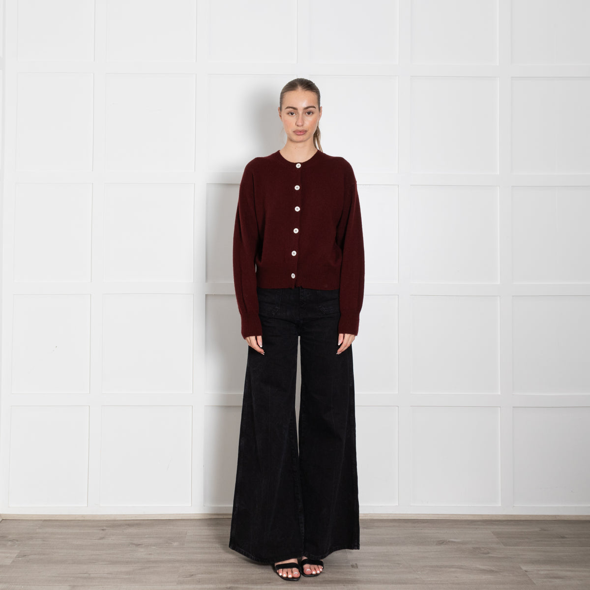 &Daughter Burgundy Lambswool Cardigan