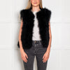 Yves Salomon Black Feather Sleeveless Jacket