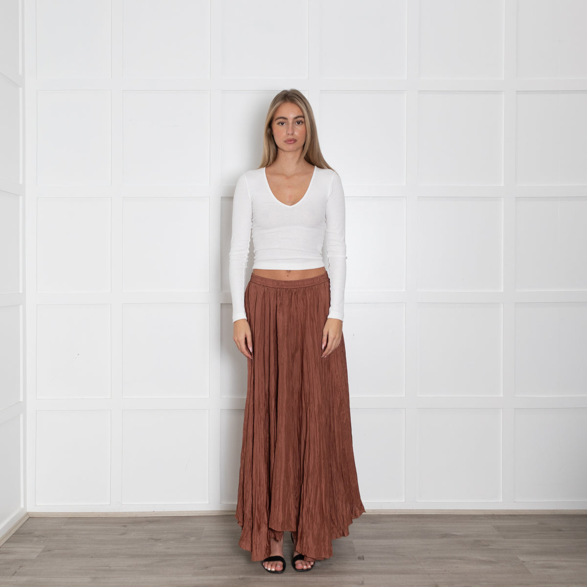 Joseph Brown Silk Maxi Skirt