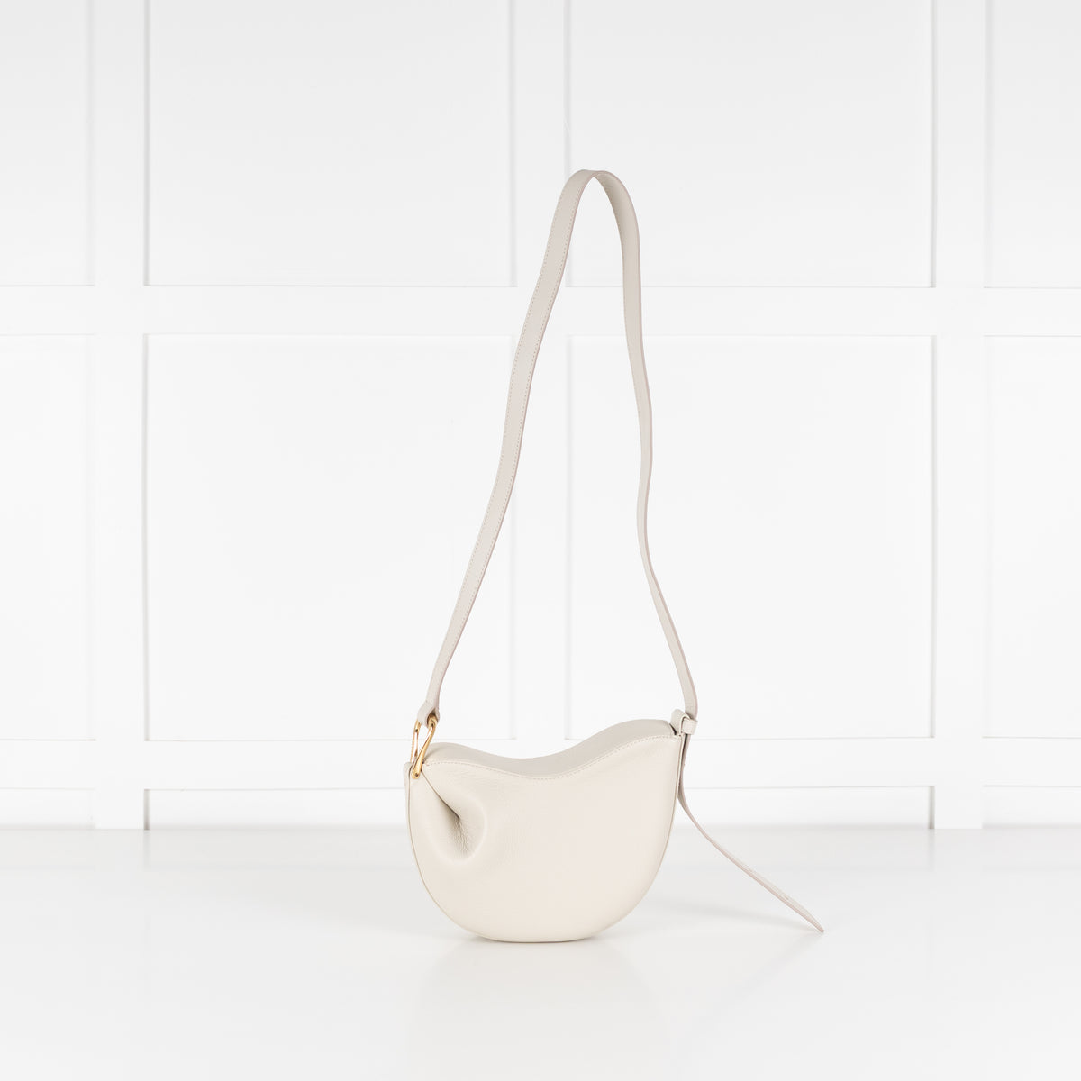 Polene Cream Grainy Leather Tonca Crossbody Bag