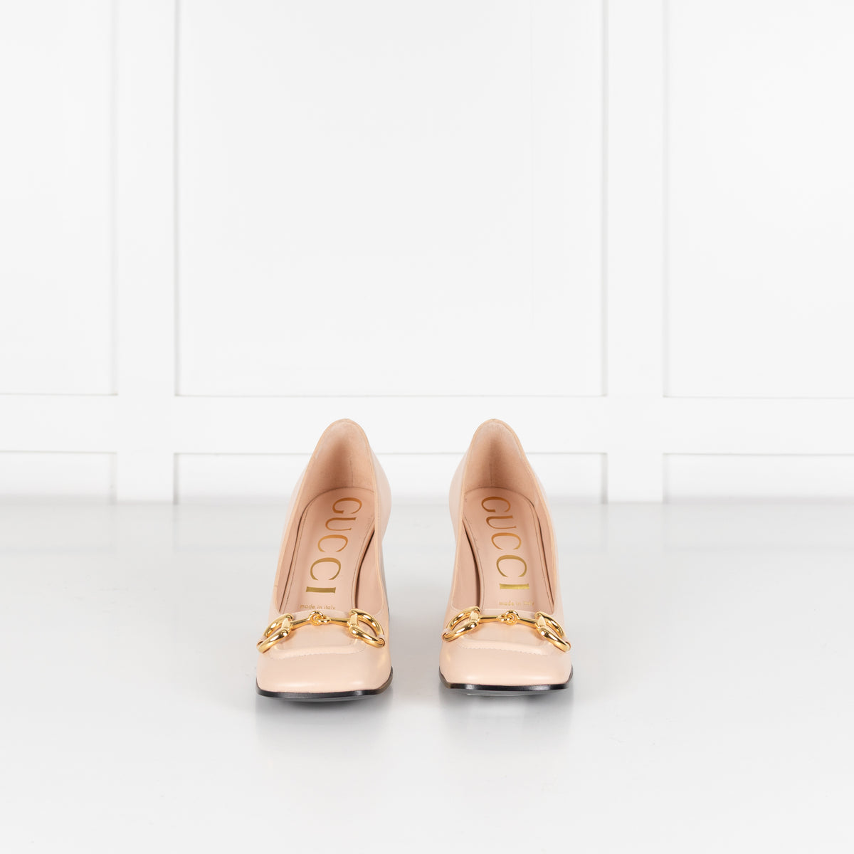 Gucci Beige Horsebit Block Heel Pumps