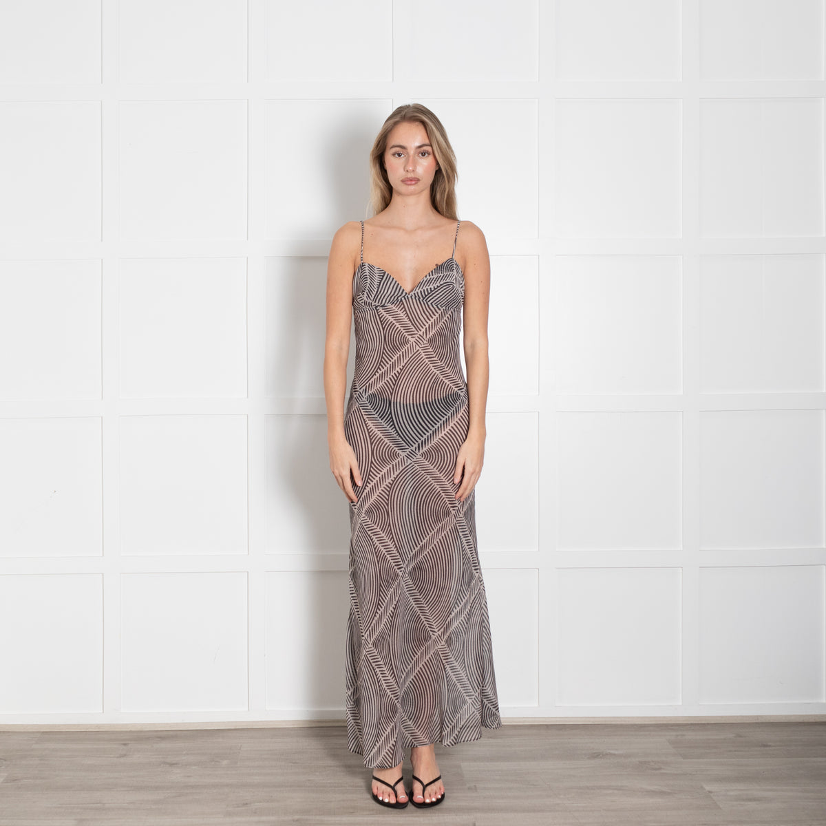 Away That Day Black & Grey Maxi Strappy Dress