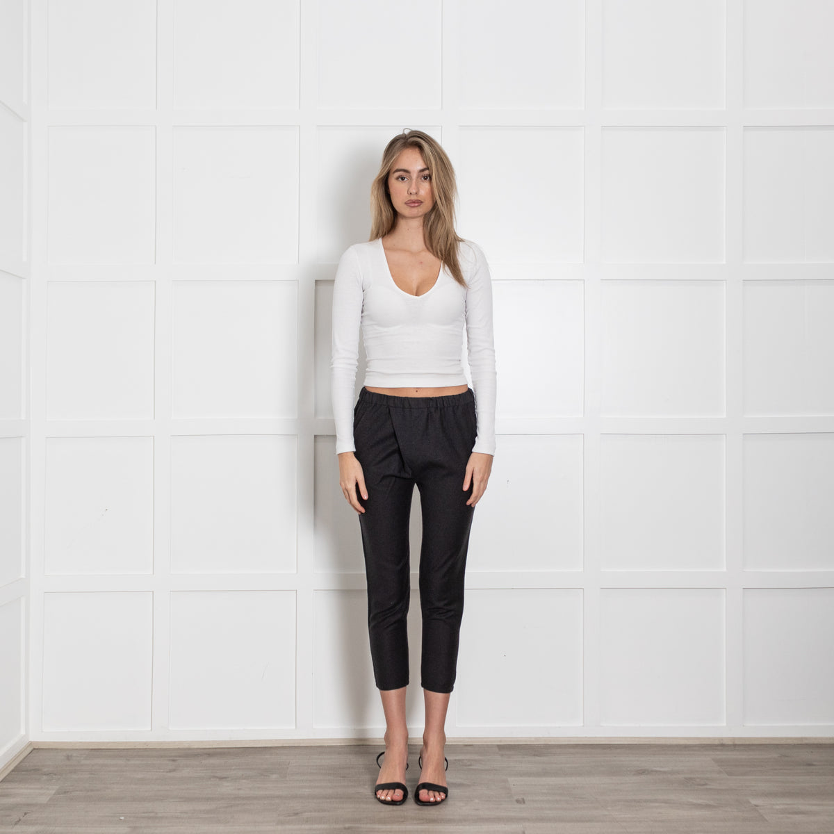 Studio Nicholson Grey Wool Trousers With Elasticated Waist and Hems