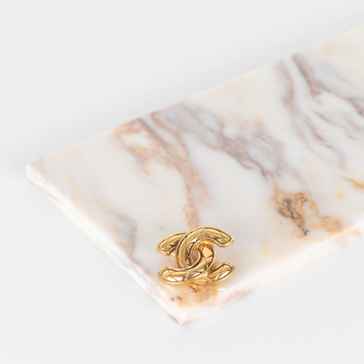 Chanel Gold Quilted CC Brooch