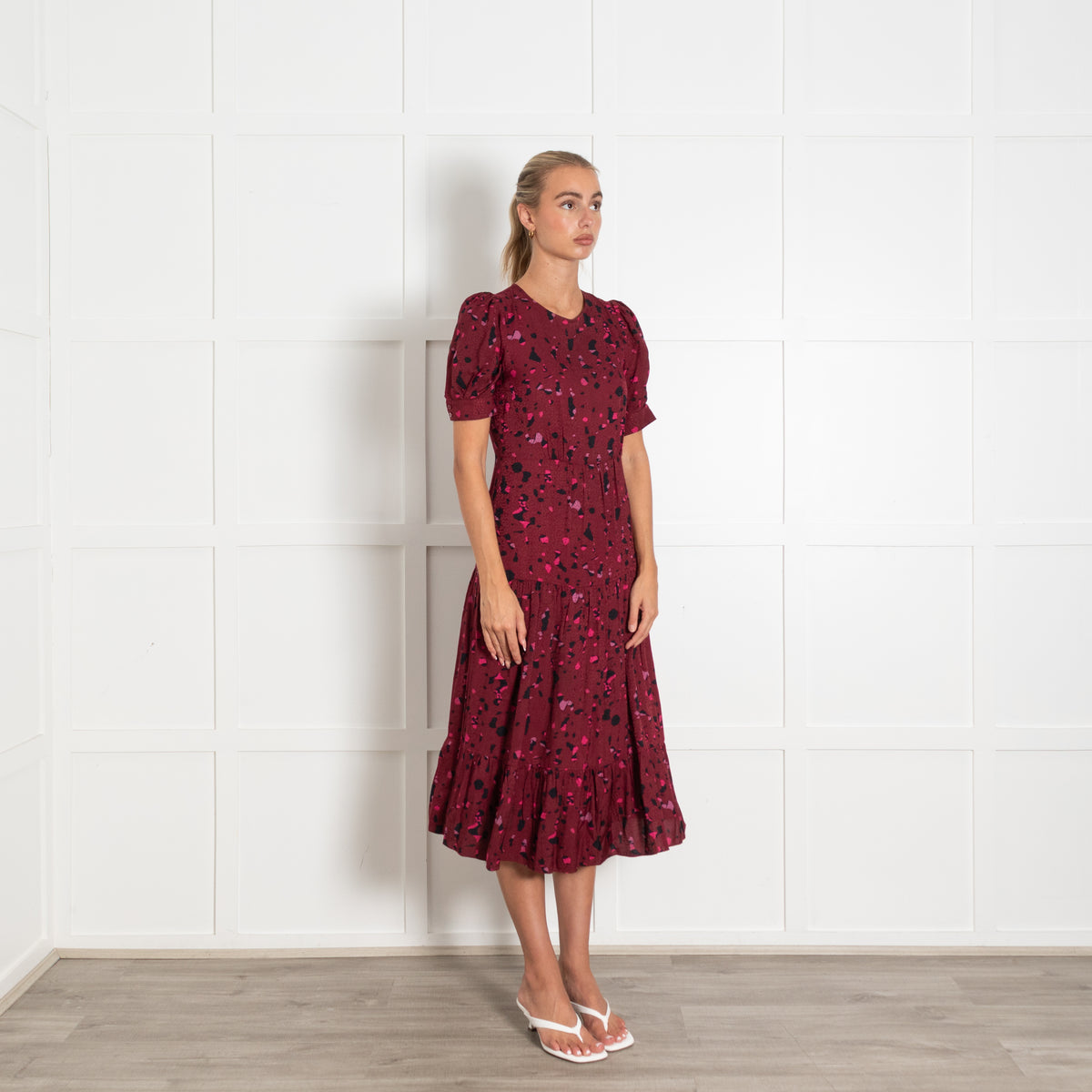 Ba&sh Pink Abstract Spot Print Midi Dress