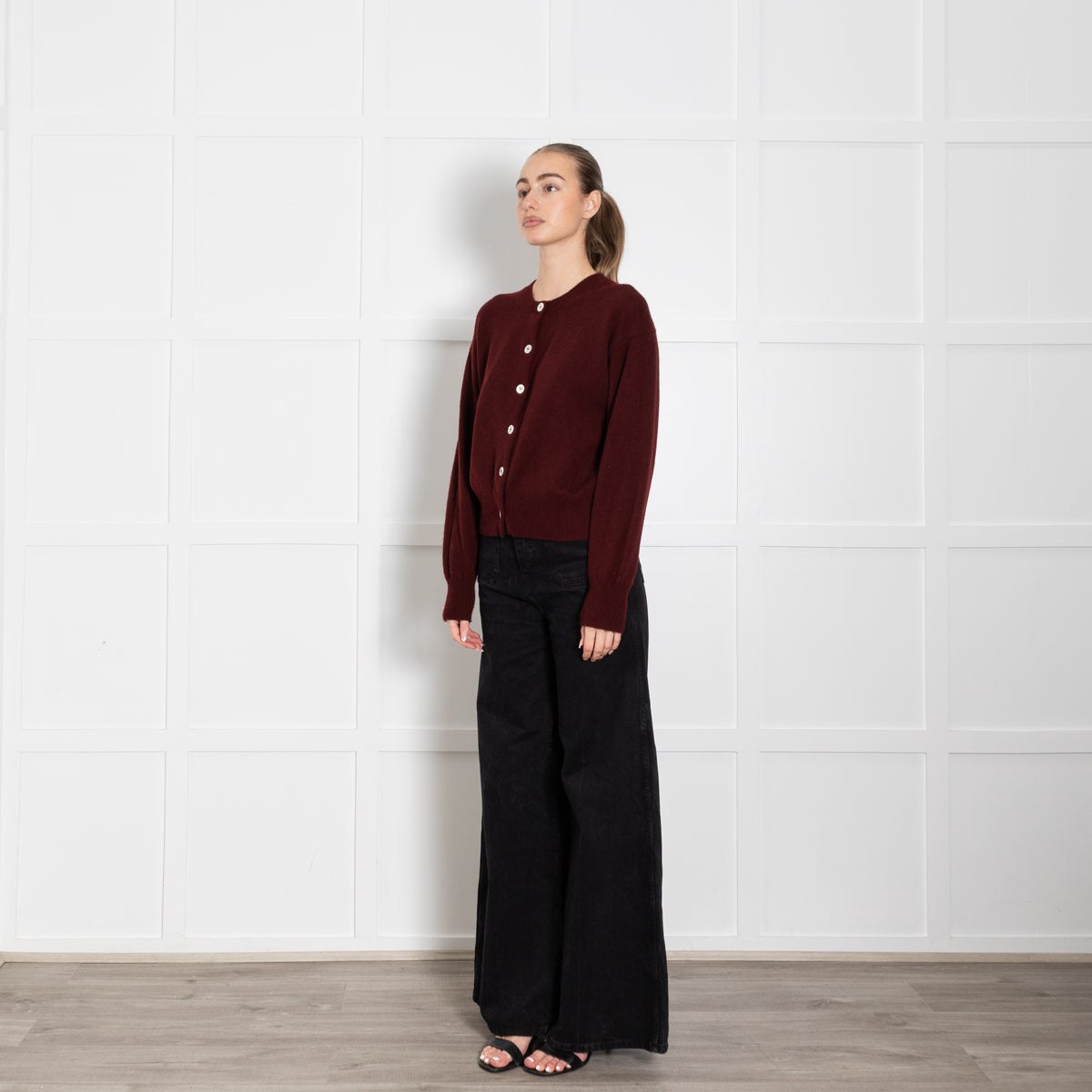 &Daughter Burgundy Lambswool Cardigan