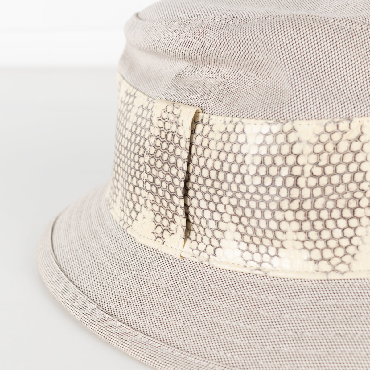 Hermes Stone Grey Snake Trim Hat