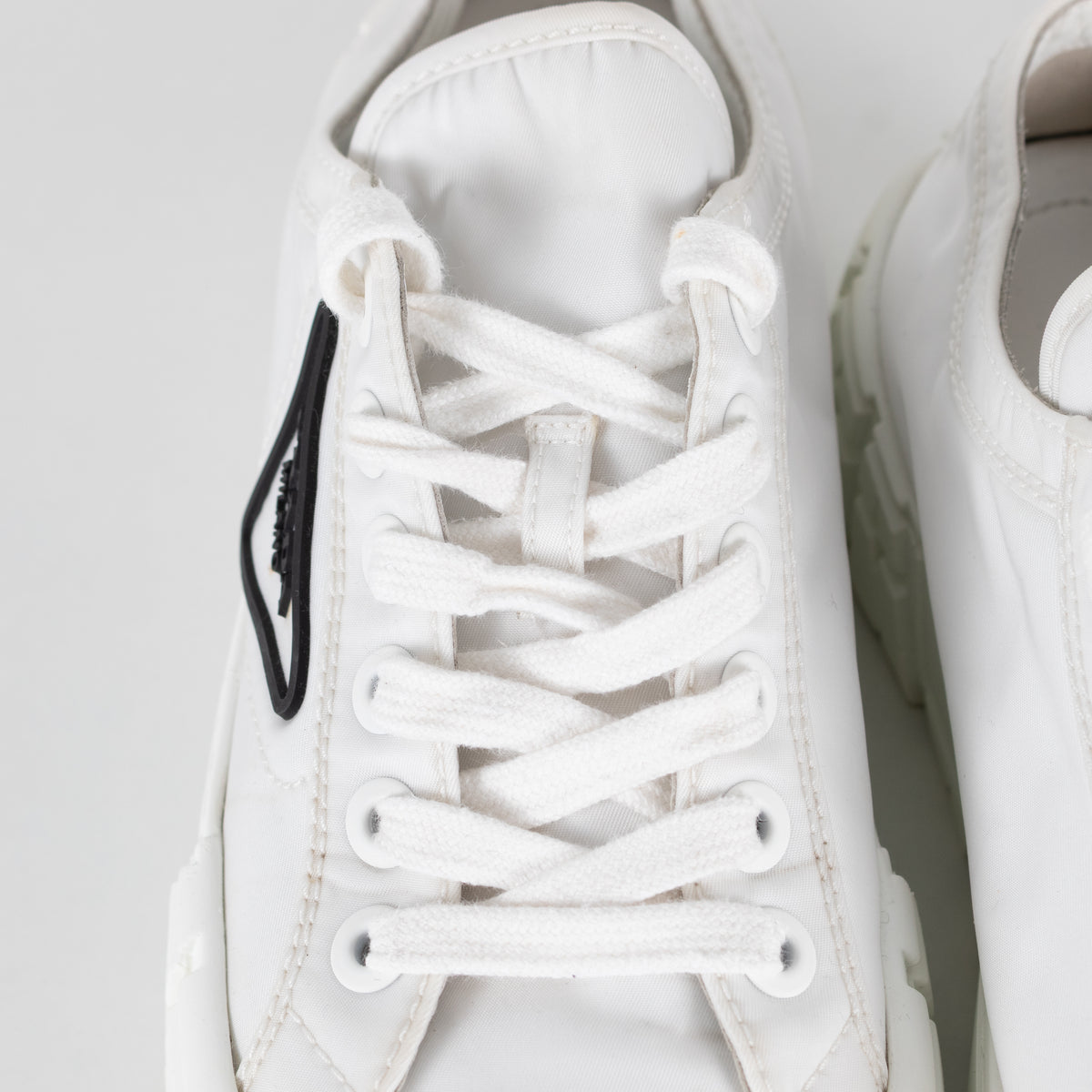 Prada White Nylon Platform Trainers