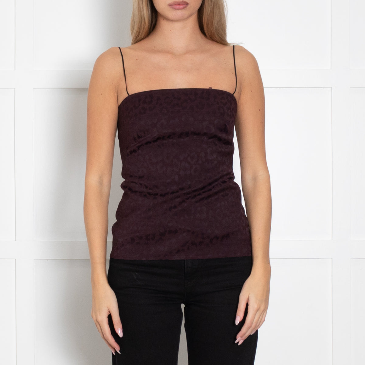 Raey Burgundy Animal Print Sleeveless Top