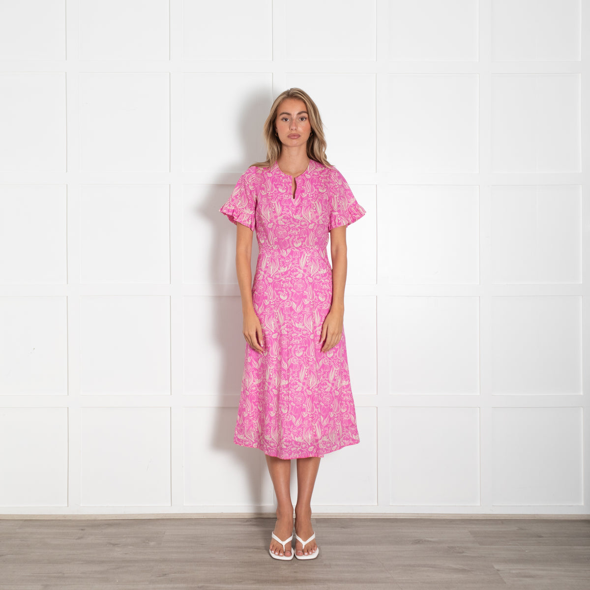 Ridley Pink Beige Floral Cotton Dress