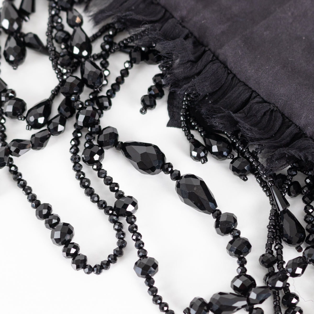 Dries Van Noten Black Beaded Necklace with Ribbon Ties