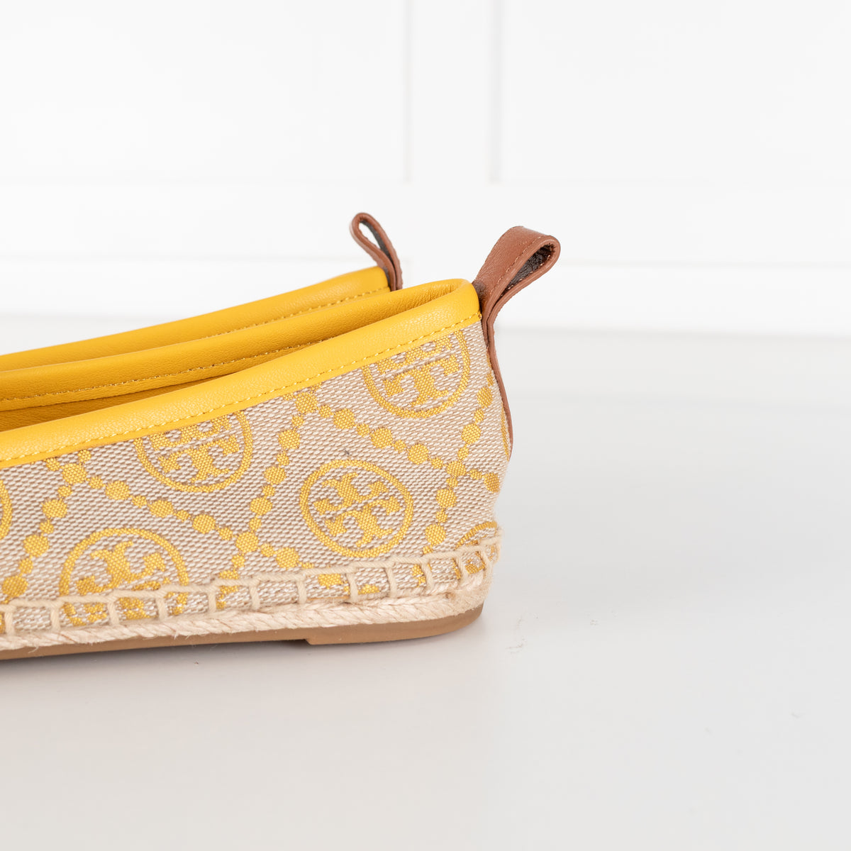 Tory Burch Yellow and Beige Logo Print Jacquard Espadrilles