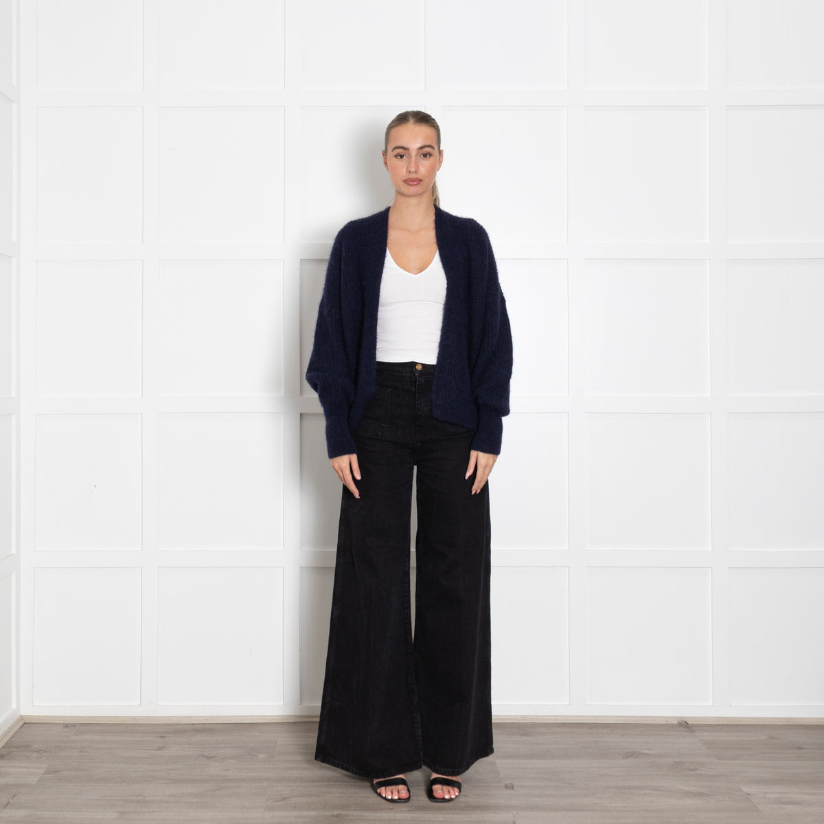 American Vintage Navy Wool Blend Open Cradigan