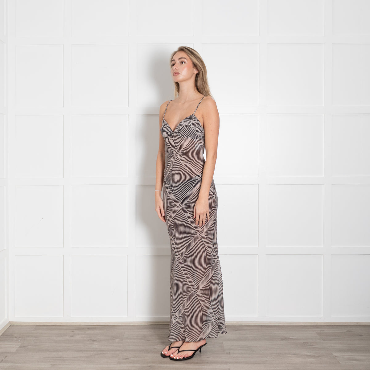 Away That Day Black & Grey Maxi Strappy Dress