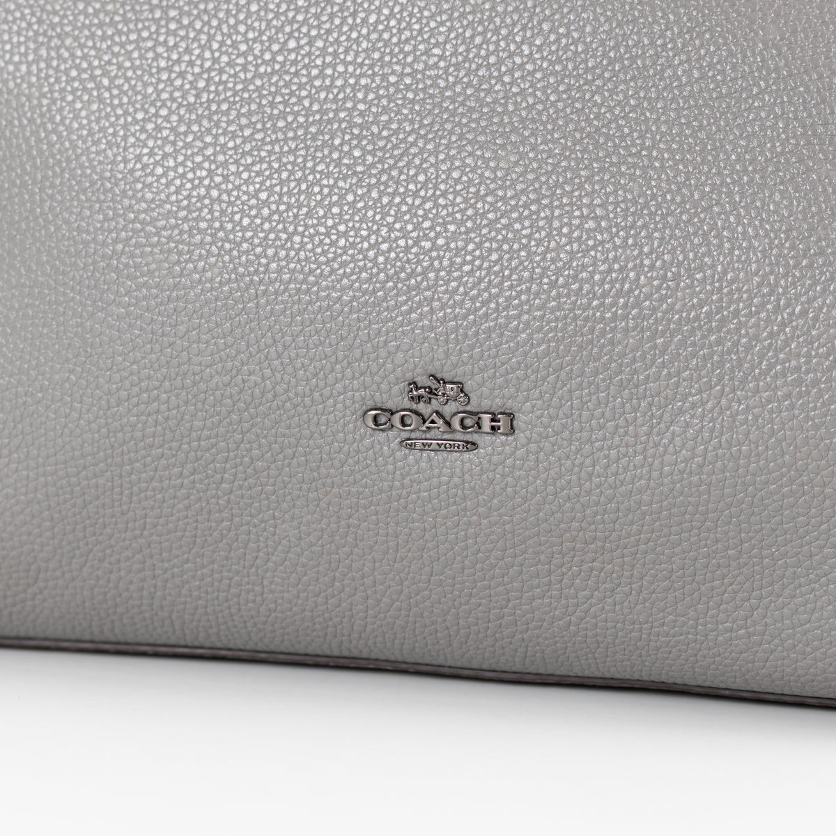 Coach Grey Pebbled Leather Turnlock Chain Tote